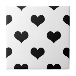 White Black Love Heart Pattern Design Ceramic Tile