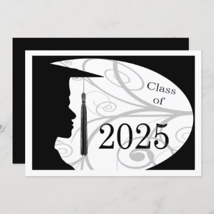 White & Black Man Silhouette 2025 Graduation Party Invitation