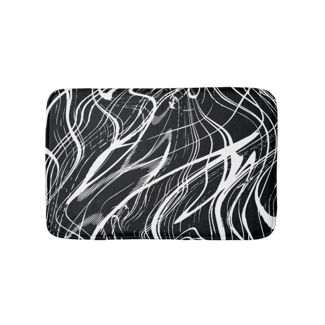 White Black Marble: Abstract Vintage Bath Mat (Front)
