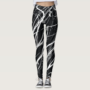 White Black Marble: Abstract Vintage Leggings