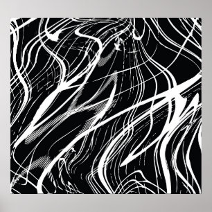 White Black Marble: Abstract Vintage Poster
