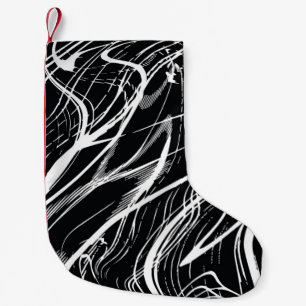 White Black Marble: Abstract Vintage Small Christmas Stocking