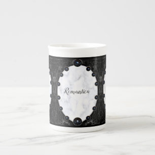 White & Black Marble Sphere Graphics Bone China Mug