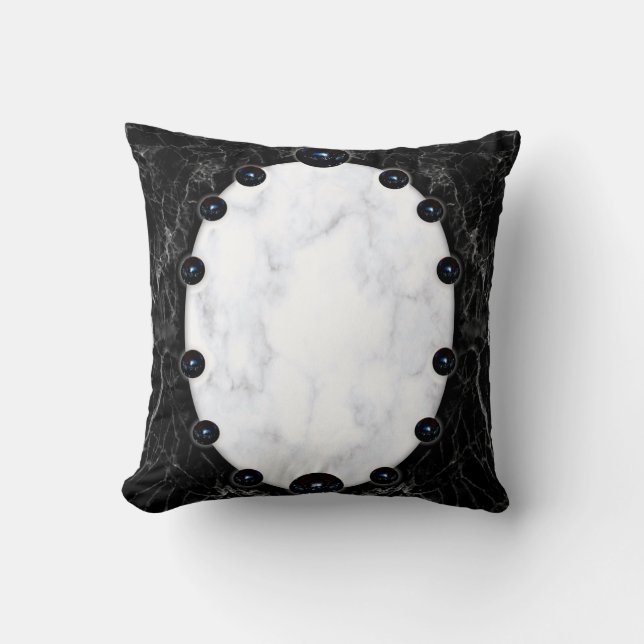 White & Black Marble Sphere Graphics Cushion (Front)