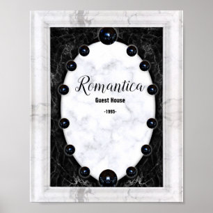 White & Black Marble Sphere Graphics Poster