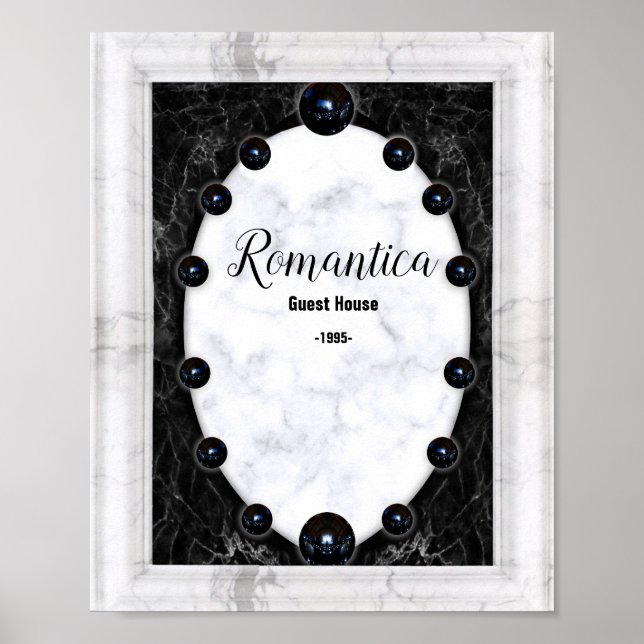 White & Black Marble Sphere Graphics Poster (Front)