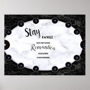 White & Black Marble Sphere Graphics Poster