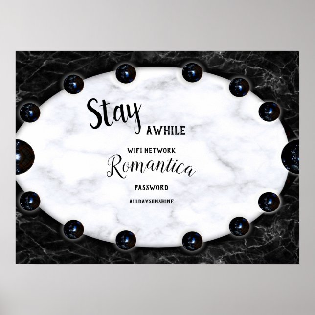 White & Black Marble Sphere Graphics Poster (Front)