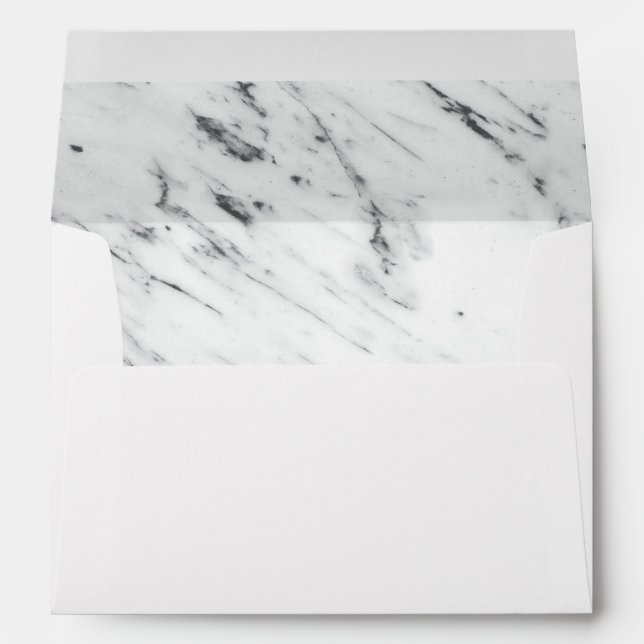 White & Black Marble Wedding Invitation Envelope (Back (Bottom))
