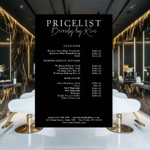 White & Black Minimal Elegant Salon Price List Poster