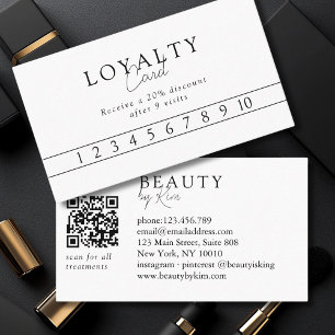 White & Black Minimal Elegant Salon QR Code Business Card