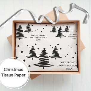 White Black Minimalist Christmas Trees Tissue Paper
