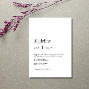 White & Black Minimalist Clean Modern Wedding Invitation