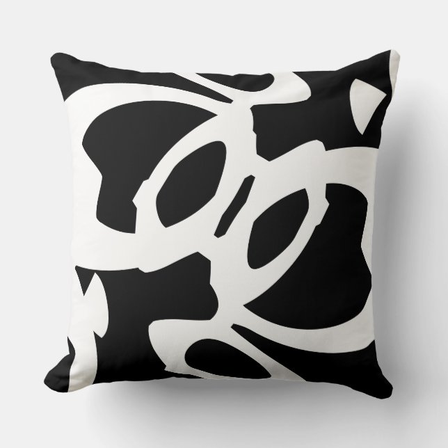 White & Black modern abstract designer Cushion (Front)
