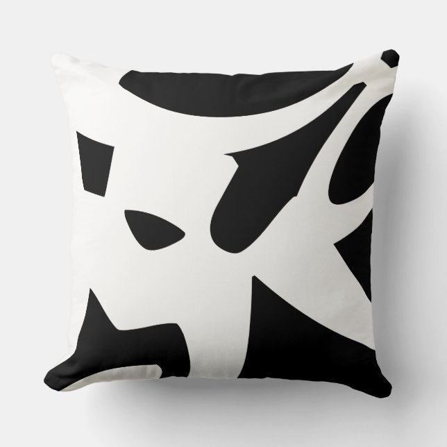 White & Black modern abstract designer Cushion (Front)