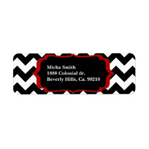 White & Black Modern Chevron Monogram Return Address Label