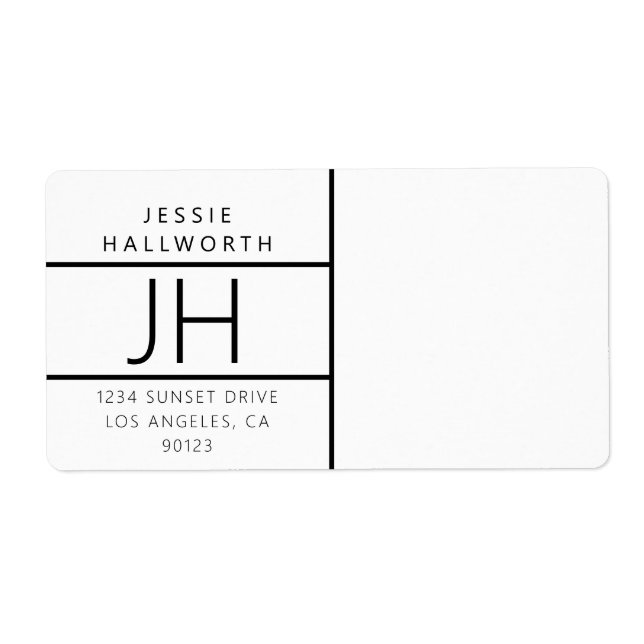 White & Black Modern Looking Return Address (Front)