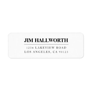 White & Black Modern Return Address Label