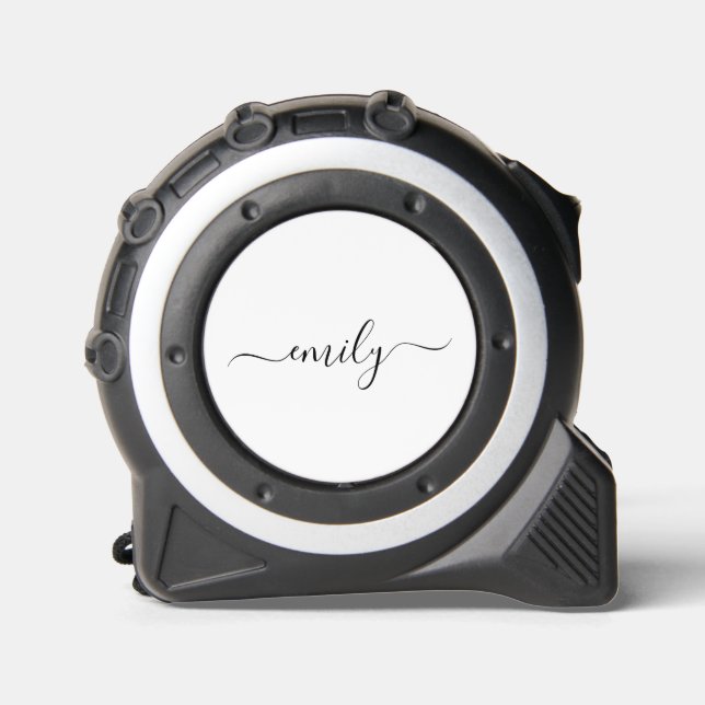 White Black Modern Script Monogram Name 1 (Front)