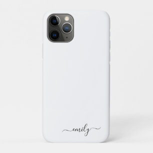 White Black Modern Script Monogram Name iPhone 11 Pro Case