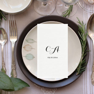 White black monogram birthday napkin