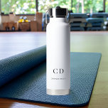 White black monogram initials name simple water bottle<br><div class="desc">A classic white background.  Personalize and add your monogram initials,  letters and full name. Black letters.</div>