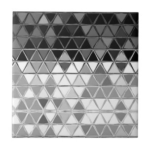 White & Black Mosaic Triangle Design Ceramic Tile
