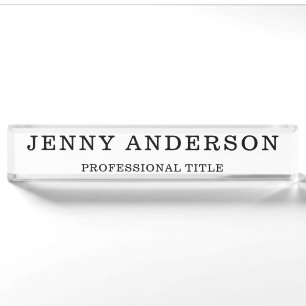 White Black Name and Title Desk Name Plate
