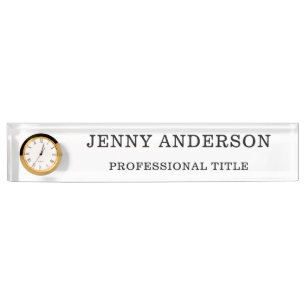 White Black Name and Title Desk Name Plate