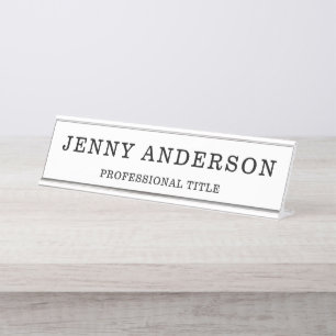 White Black Name and Title Desk Name Plate