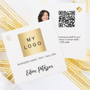 White black name logo photo QR code hang tag