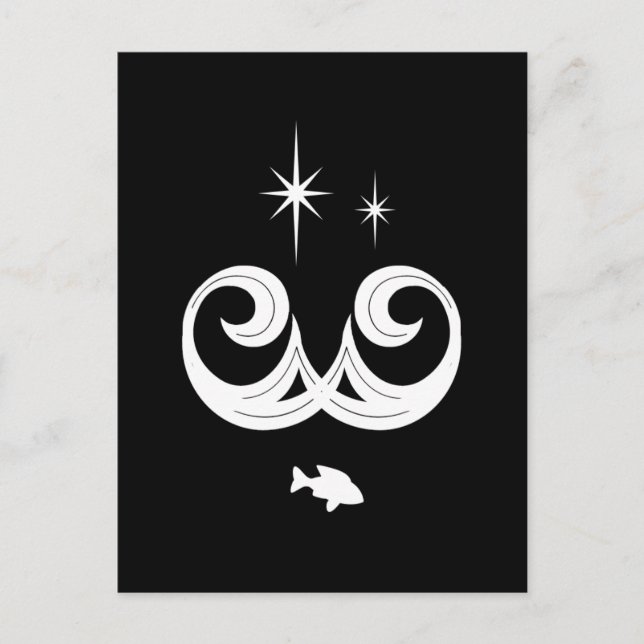 White, Black Ocean and Stars Design Postcard (Front)