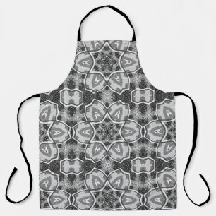 White-black openwork geometric pattern apron