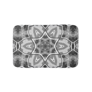 White-black openwork geometric pattern bath mat