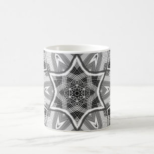 White-black openwork geometric pattern coffee mug