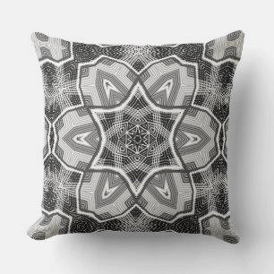 White-black openwork geometric pattern cushion