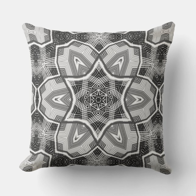 White-black openwork geometric pattern cushion (Front)