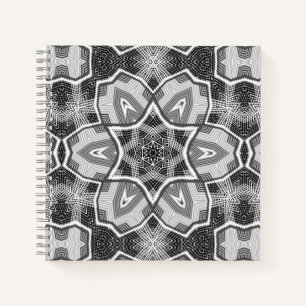 White-black openwork geometric pattern notebook