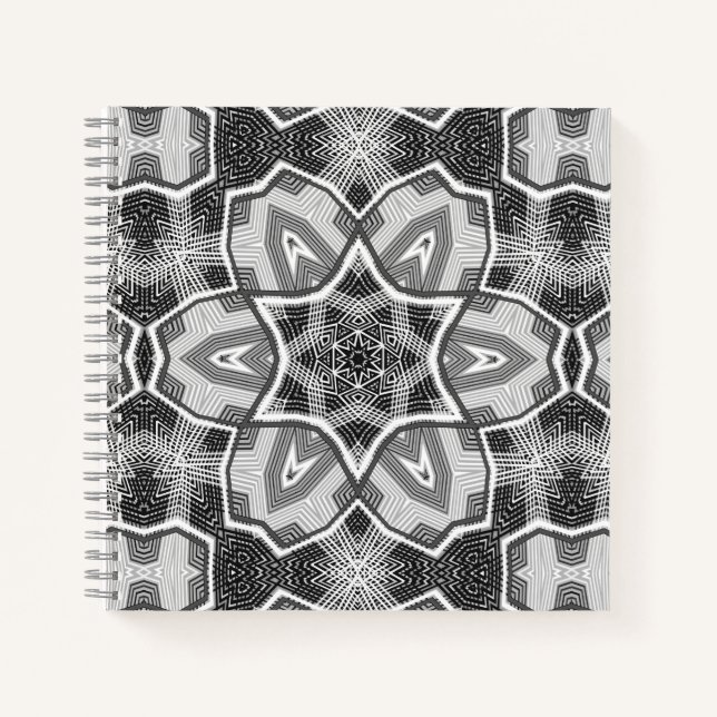 White-black openwork geometric pattern notebook (Front)