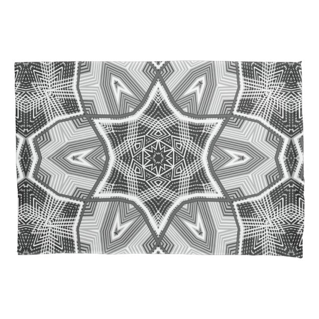 White-black openwork geometric pattern pillowcase (Front)