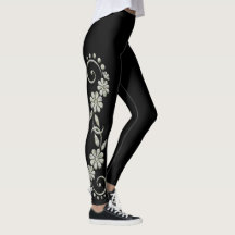 White & Black Ornamental Leggings