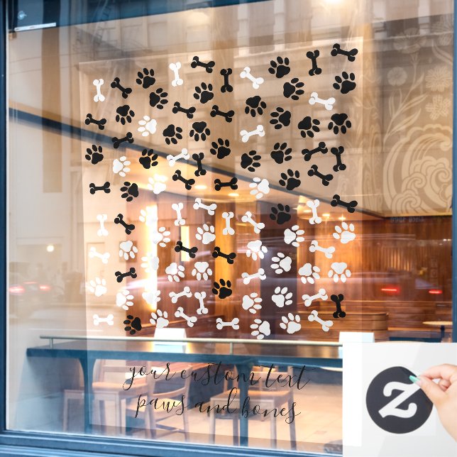 White Black Pet Dog Cat Bone Paws cafe store (Cafe Window)