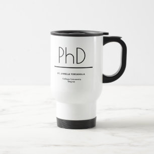 White Black PhD Graduation Travel Mug