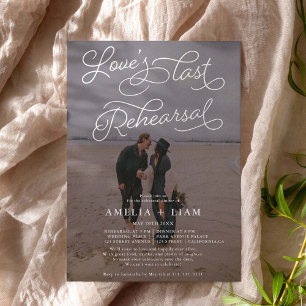 White black photo Love last rehearsal dinner Invitation