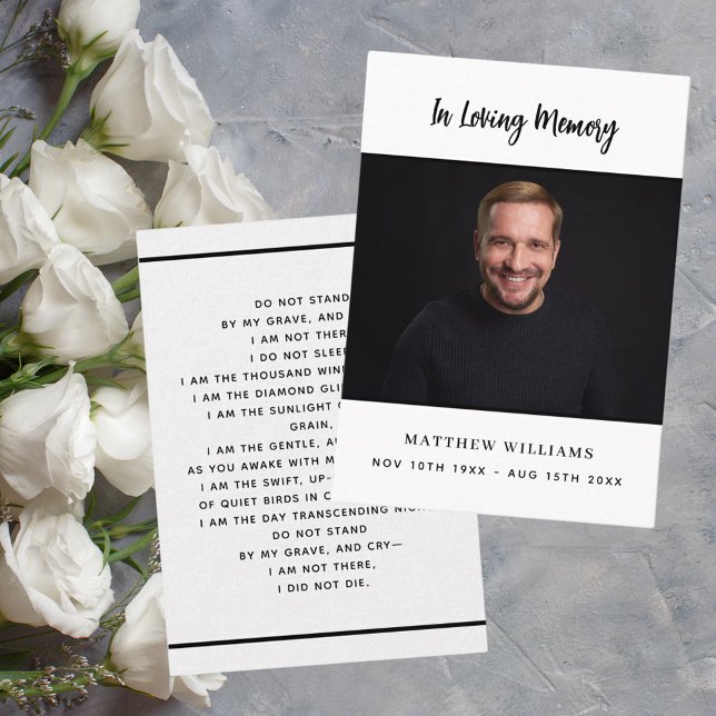White black photo simple funeral prayer card (Creator Uploaded)