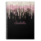 White Black Pink Glitter Drips Personalised Name