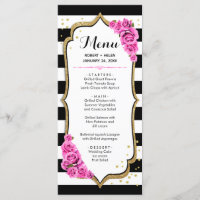White Black Pink Gold Menu Card