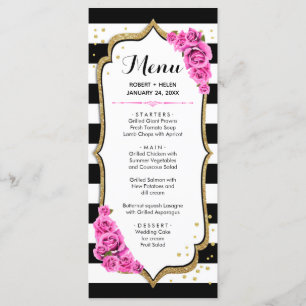 White Black Pink Gold Menu Card