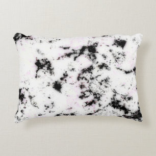 White Black Pink Marble Paint Splash Abstract Decorative Cushion