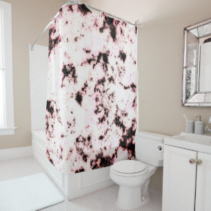 White Black Pink Marble Paint Splash Abstract Shower Curtain